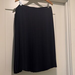 J. Crew Navy Pleated Midi Skirt
